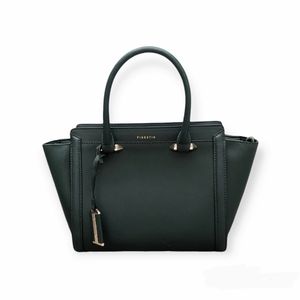 Figestin Dark Green Saffiano Winged Satchel Handbag